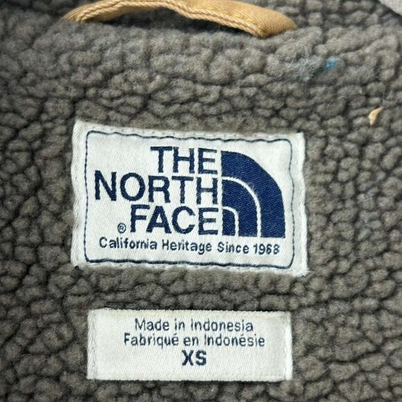 Vintage The North Face Women's Size XS Tan Hooded Parka Coat Button & Full Zip - Picture 3 of 16